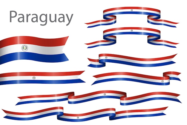 set of flag ribbon with colors of Paraguay for independence day celebration decoration