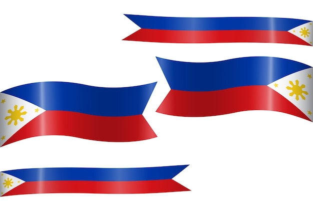 Set of flag ribbon with colors of Philippines for independence day celebration decoration