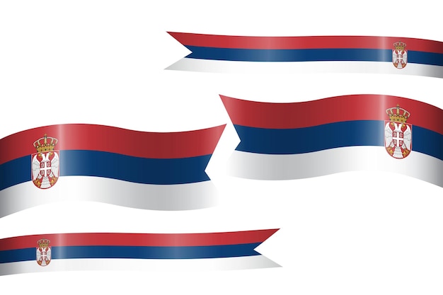 set of flag ribbon with colors of Serbia for independence day celebration decoration