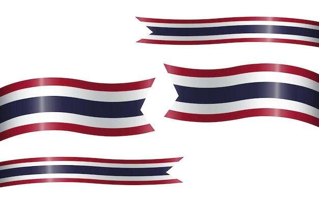 Set of flag ribbon with colors of Thailand for independence day celebration decoration