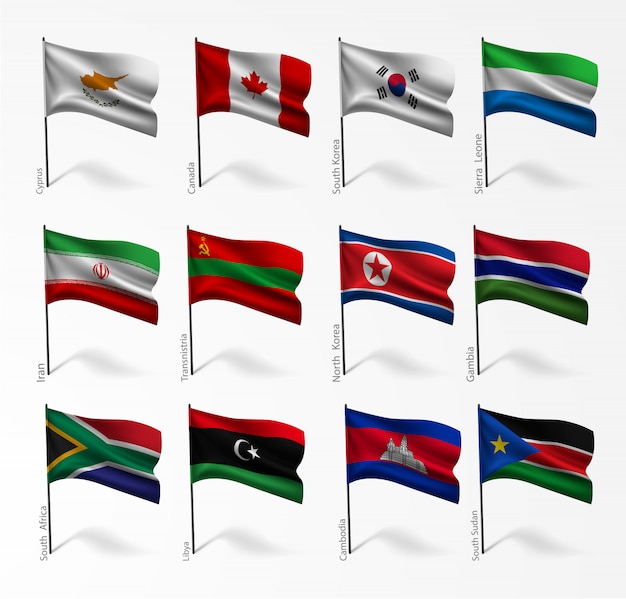 set of flags of all countries in illustration