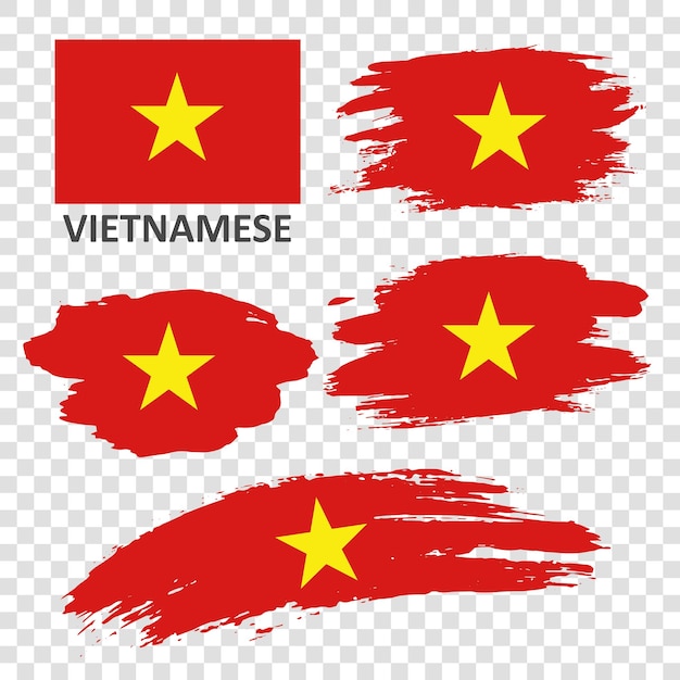 Vector a set of flags of vietnam painted with a brush by hand