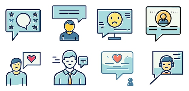 Set of flat customer feedback social media icon vector illustration