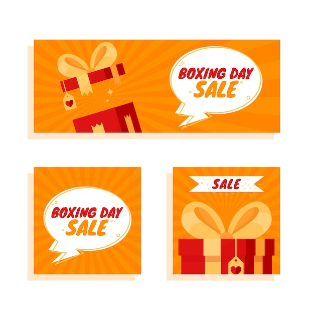 Set flat design boxing day sale banners template for holidays