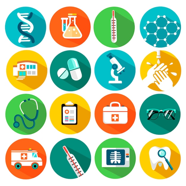 Set of flat design concept icons for medicine