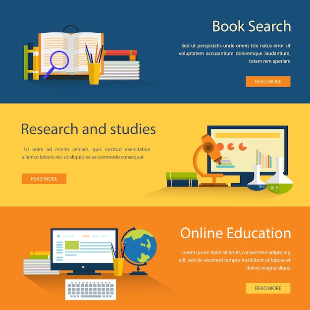 Set of flat design concept icons for web and mobile services and apps. Icons for education, online education, online learning, learn to think.