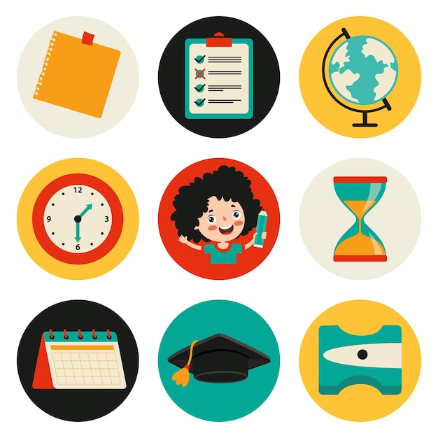 Set Of Flat Education Icons