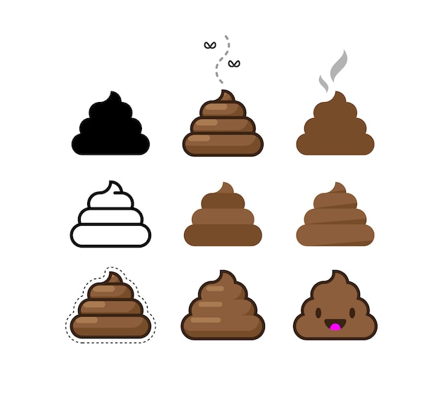 set of Flat Icons Shit. Bunch of Brown Shit