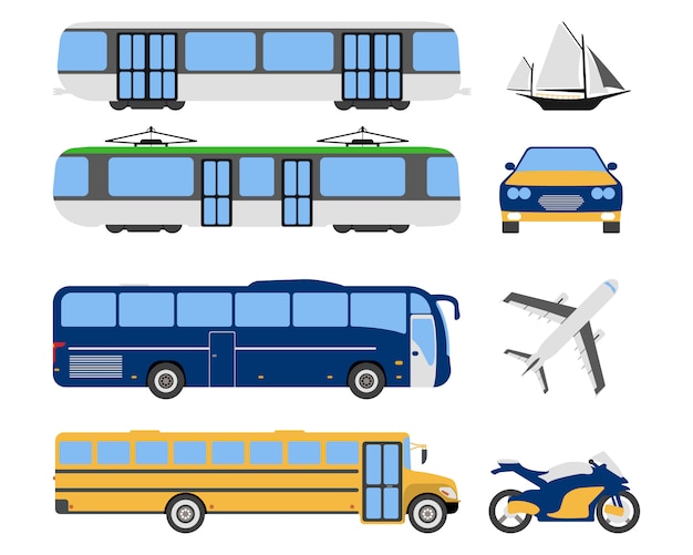 Set of flat urban transport icons