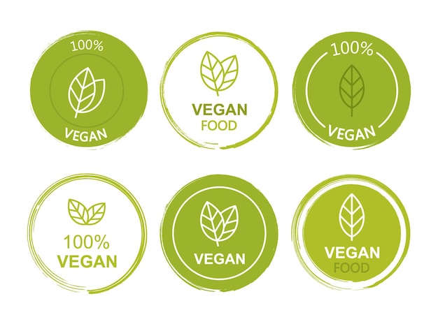 Set flat vegan icon on white background Bio Ecology Organic logos and badges label tag Vector illustration design