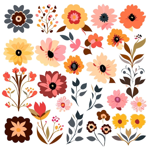 set of floral collections vector illustration