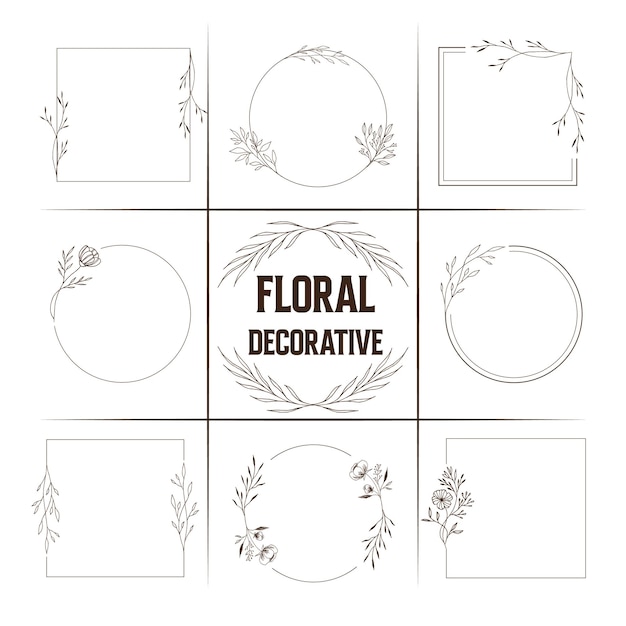 A set of floral decorative designs with the words floral decorative on them.