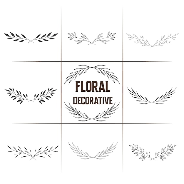 A set of floral decorative designs with the words floral decorative on them.