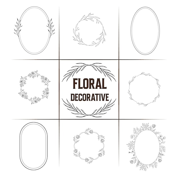 A set of floral decorative frames with different designs.