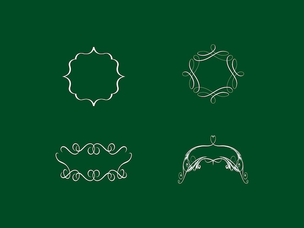 Set of floral elements vector design isolated on green