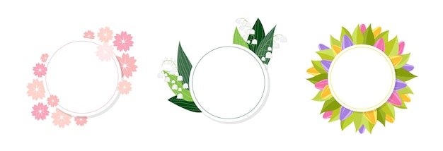 Set of floral frames for text