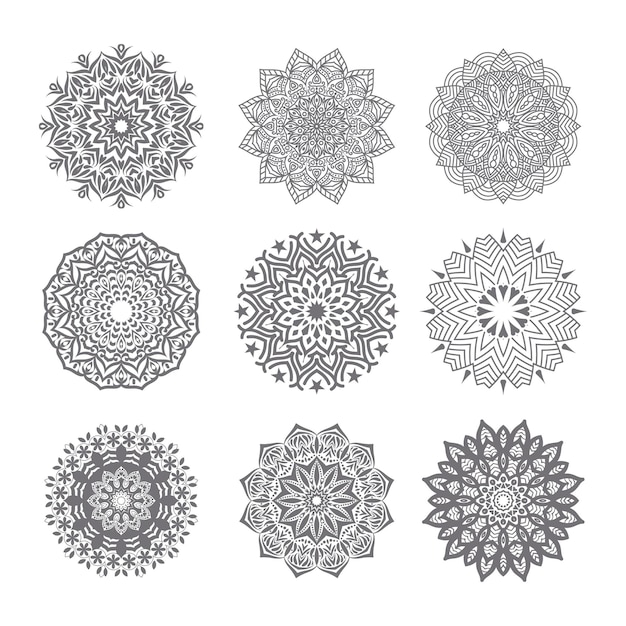 Set of the floral ornament vector design Mandala Vector Element flower pattern background