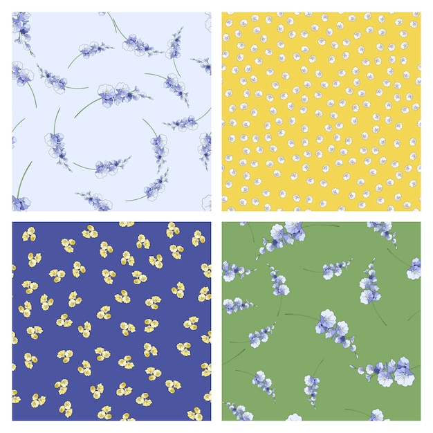 Set of floral seamless pattern