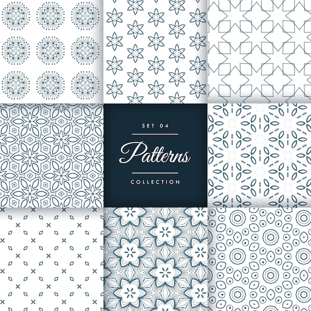 set of floral style patterns set in different shapes