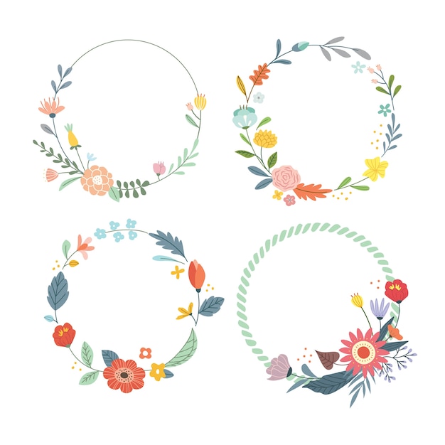 Set of floral wreath