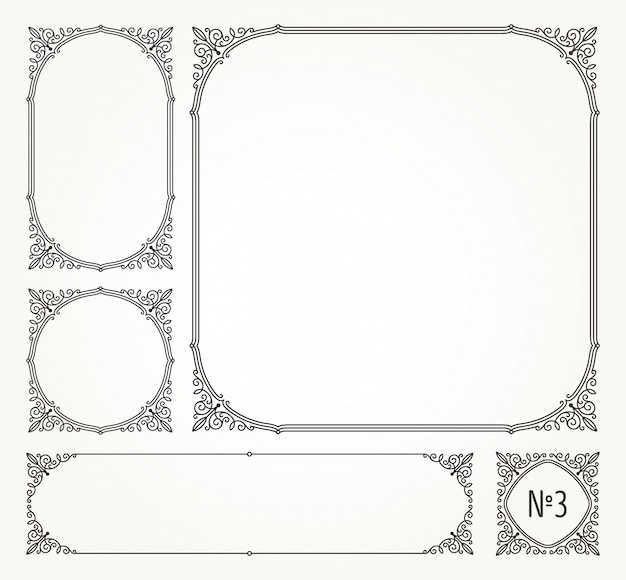 Set of flourishes calligraphic elegant ornamental frames and borders -  illustration.