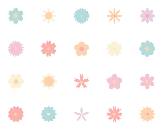 Set of flower icons spring floral