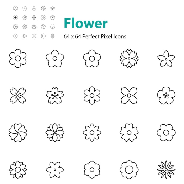 Set of flower icons spring natural floral