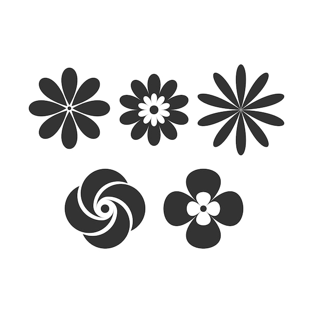 Set of Flower icons on white background.  Flower simple icon. Vector illustration