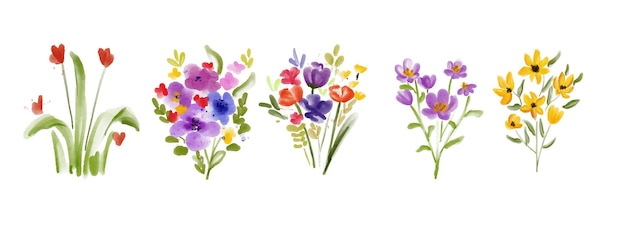 set of flower watercolor illustration