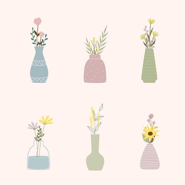 Set of flowers in blossom in decorative vase