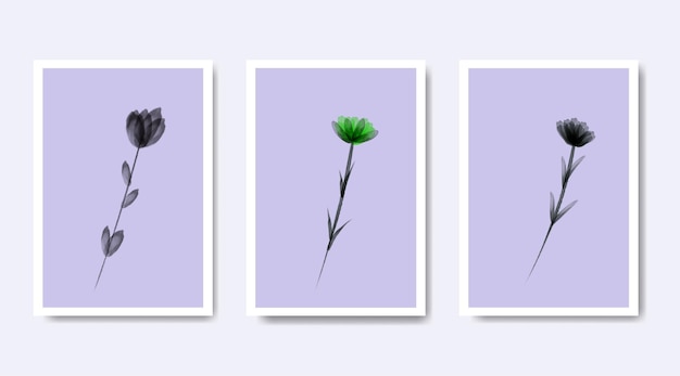 Vector set of flowers cards