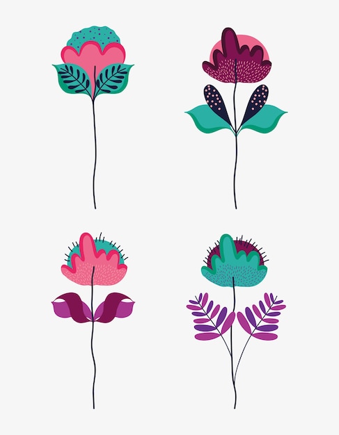 Set of flowers collection vector illustration graphic design