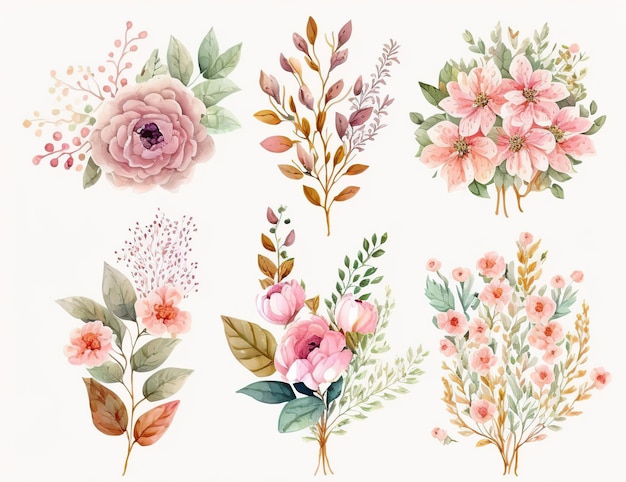 A set of flowers with different colors