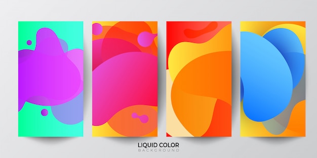 Set of fluid abstract shapes composition banners. 