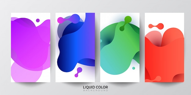 Set of fluid abstract shapes composition banners.