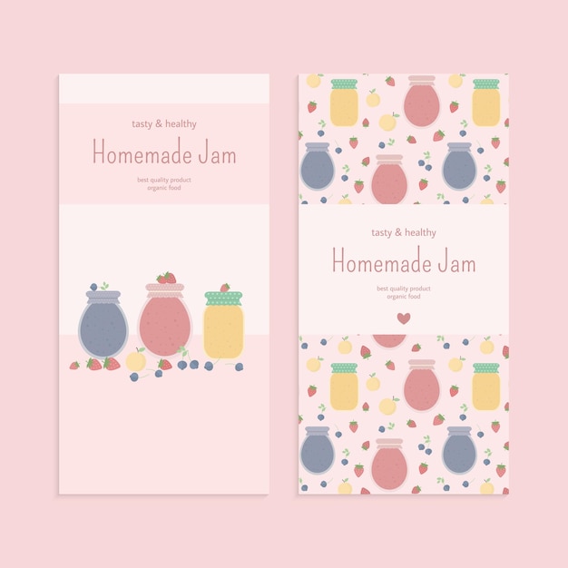 Set of flyer templates with fruit jam