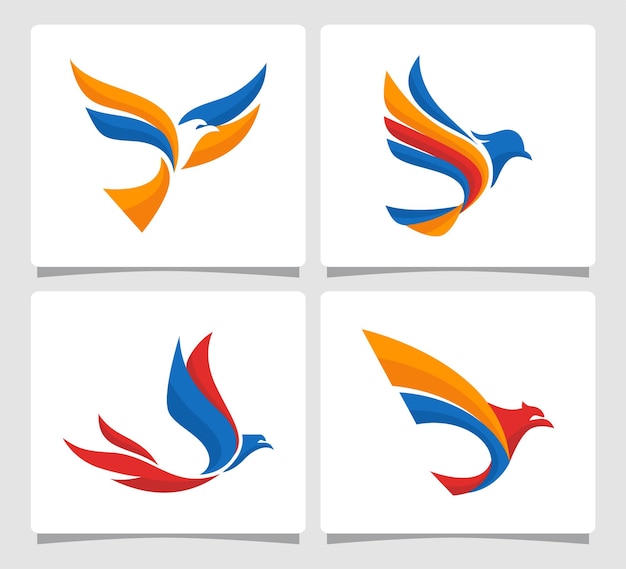 Set Flying Bird Logo Template Design Inspiration