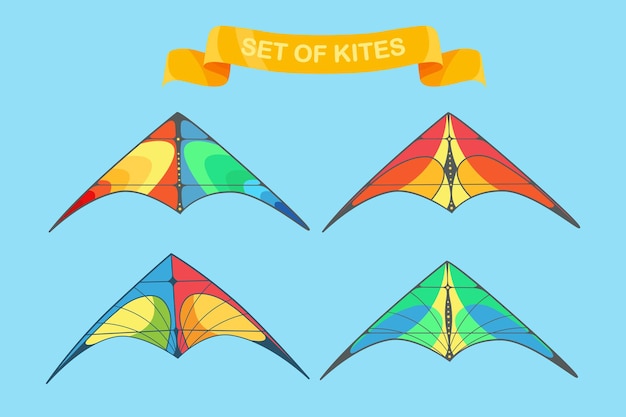 Set of flying colorful kite in the sky