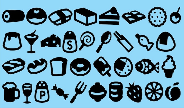 set of food icons vector