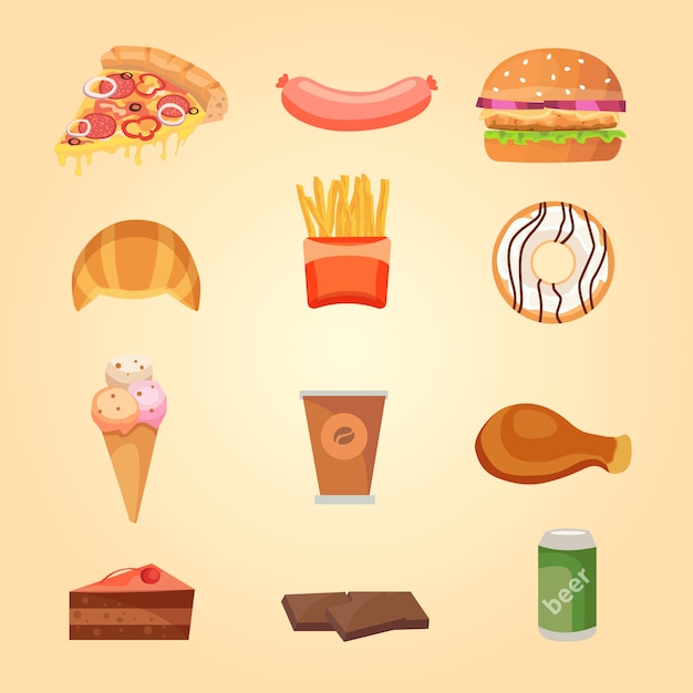 Set of food icons.