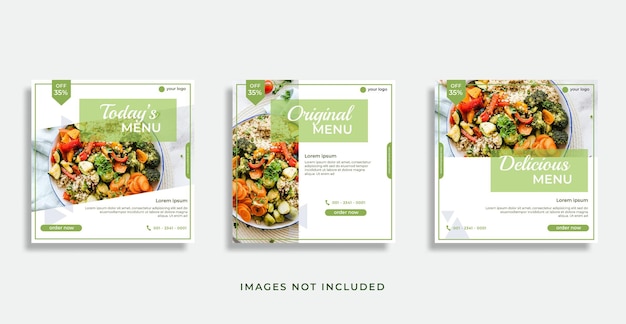 Set of food menu flyer design for instagram social media template