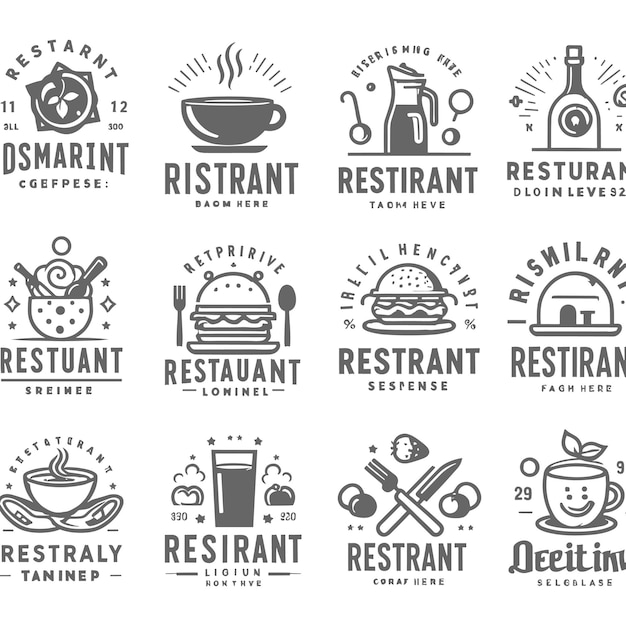 Set of food and restaurant Icons Simple line art