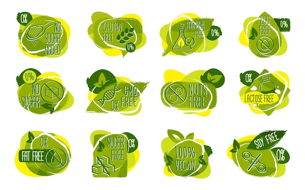 Set of food sticker for healthy nutrition vector