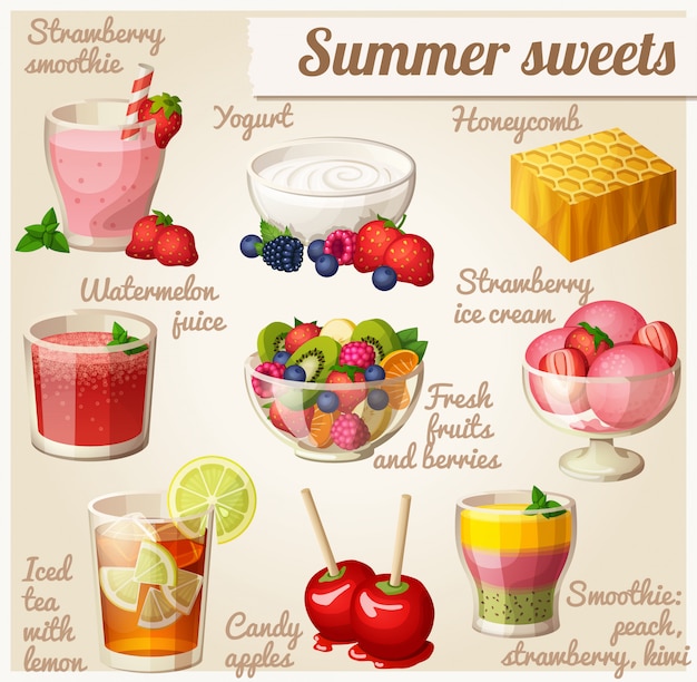 Set of food. Summer sweets