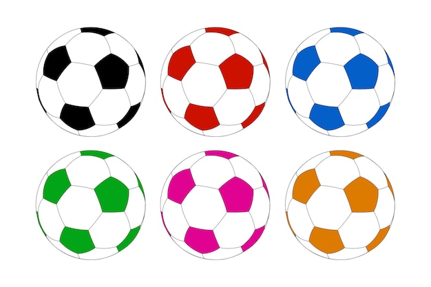 Set of football or soccer balls Sport equipment icon