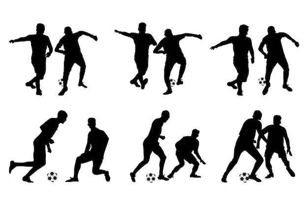 Set of football soccer players Football soccer players silhouette Football silhouette