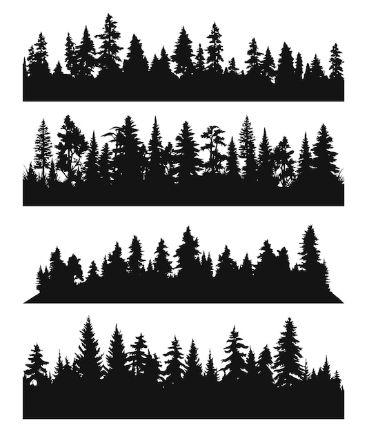 Vector set of forest silhouettes vector illustration