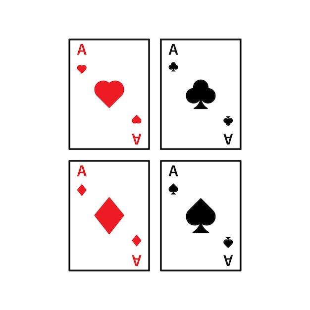 Set of four aces card suit line icon vector