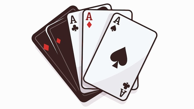 Set of Four Aces Playing Cards on Casino Table Background