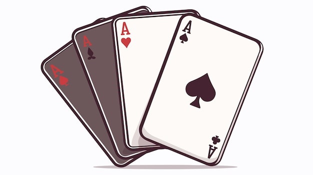 Set of Four Aces Playing Cards on Casino Table Background